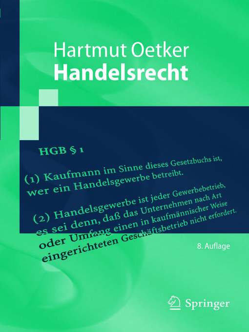 Title details for Handelsrecht by Hartmut Oetker - Available